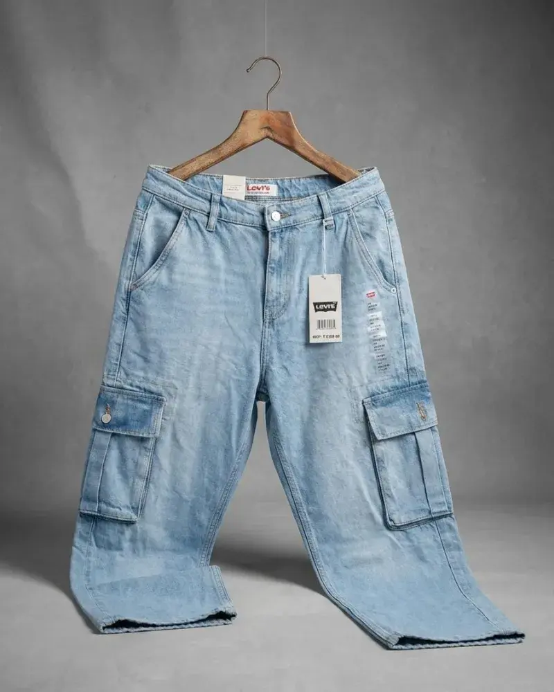 Light Blue Cargo Jeans, image 1